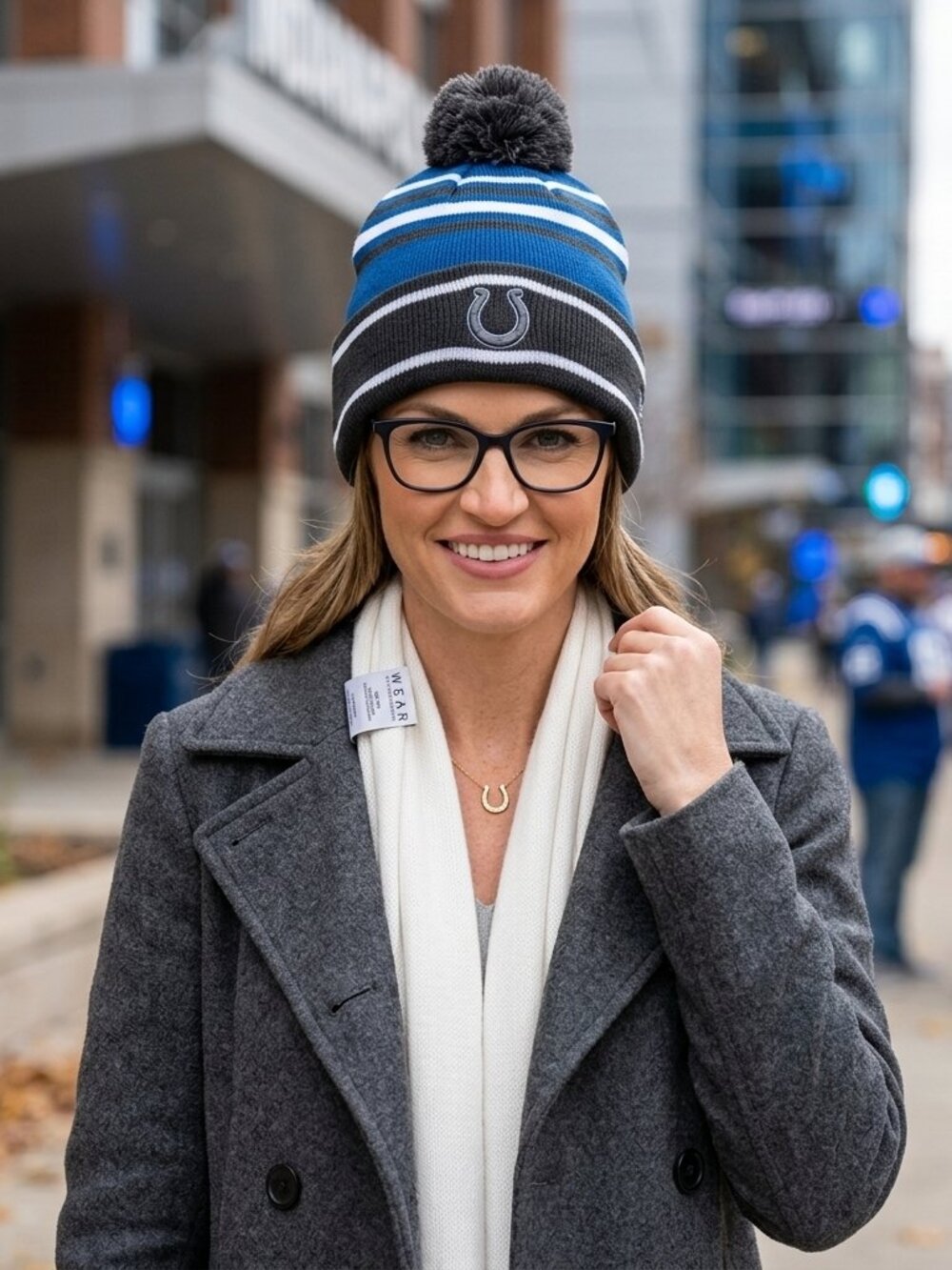 WEAR by Erin Andrews Indianapolis Colts Cuffed Knit Pom Beanie Hat GreyBlue NWOT